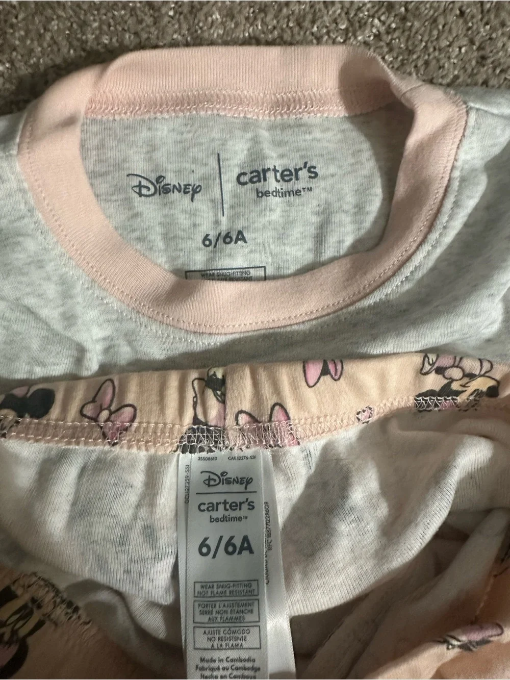 Carter's Pink & Gray Minnie Mouse Pajama Set